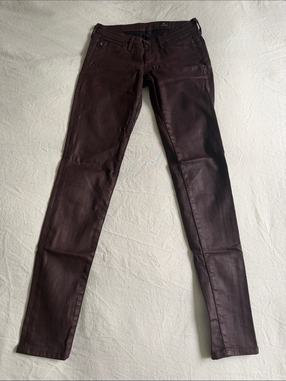 AG Adriano Goldschmied Skinny Jeans in Dark Burgundy